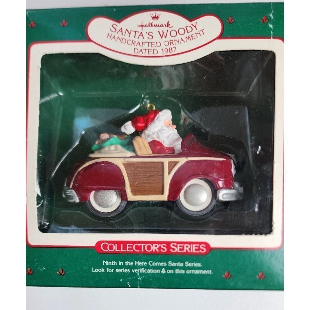 Vintage Hallmark Here Comes Santa Santa's Woody Christmas Ornament Dated 1987